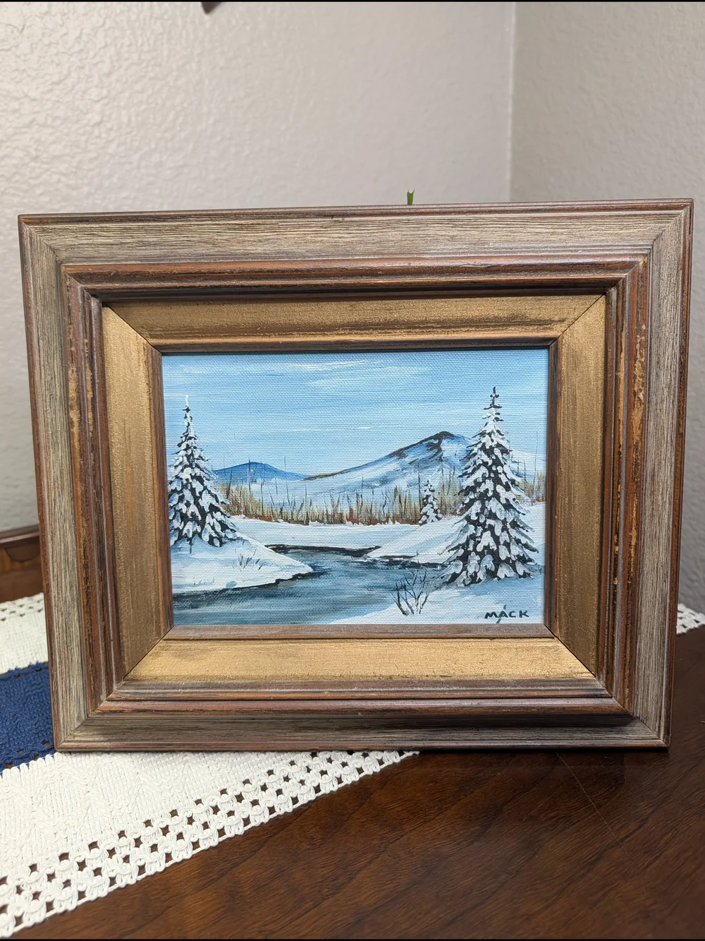 Vintage Betty Mack Wood Framed Winter Landscapes 4 Oil Paintings On Board 11x13